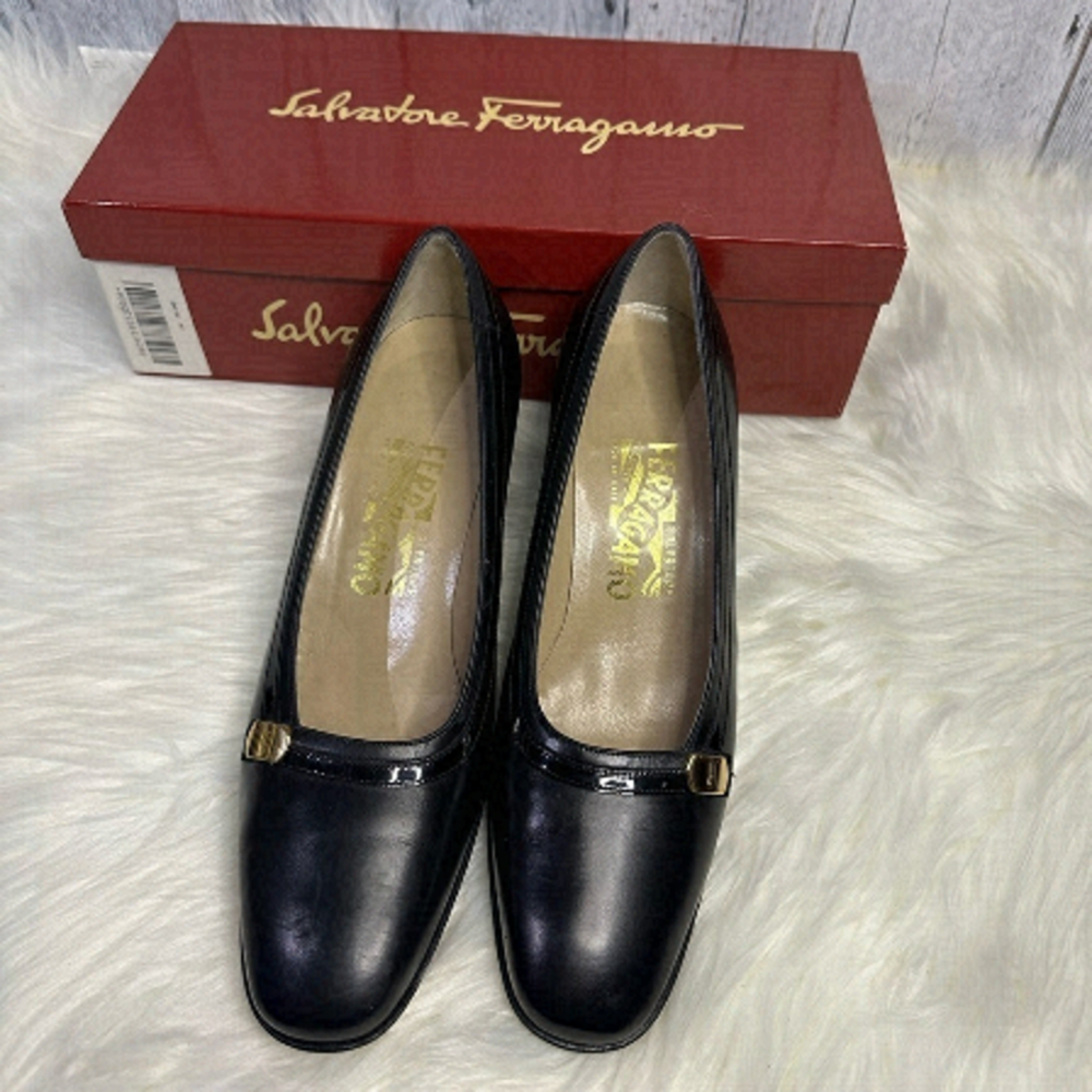 SALVATORE FERRAGAMO nero calf leather black shoes